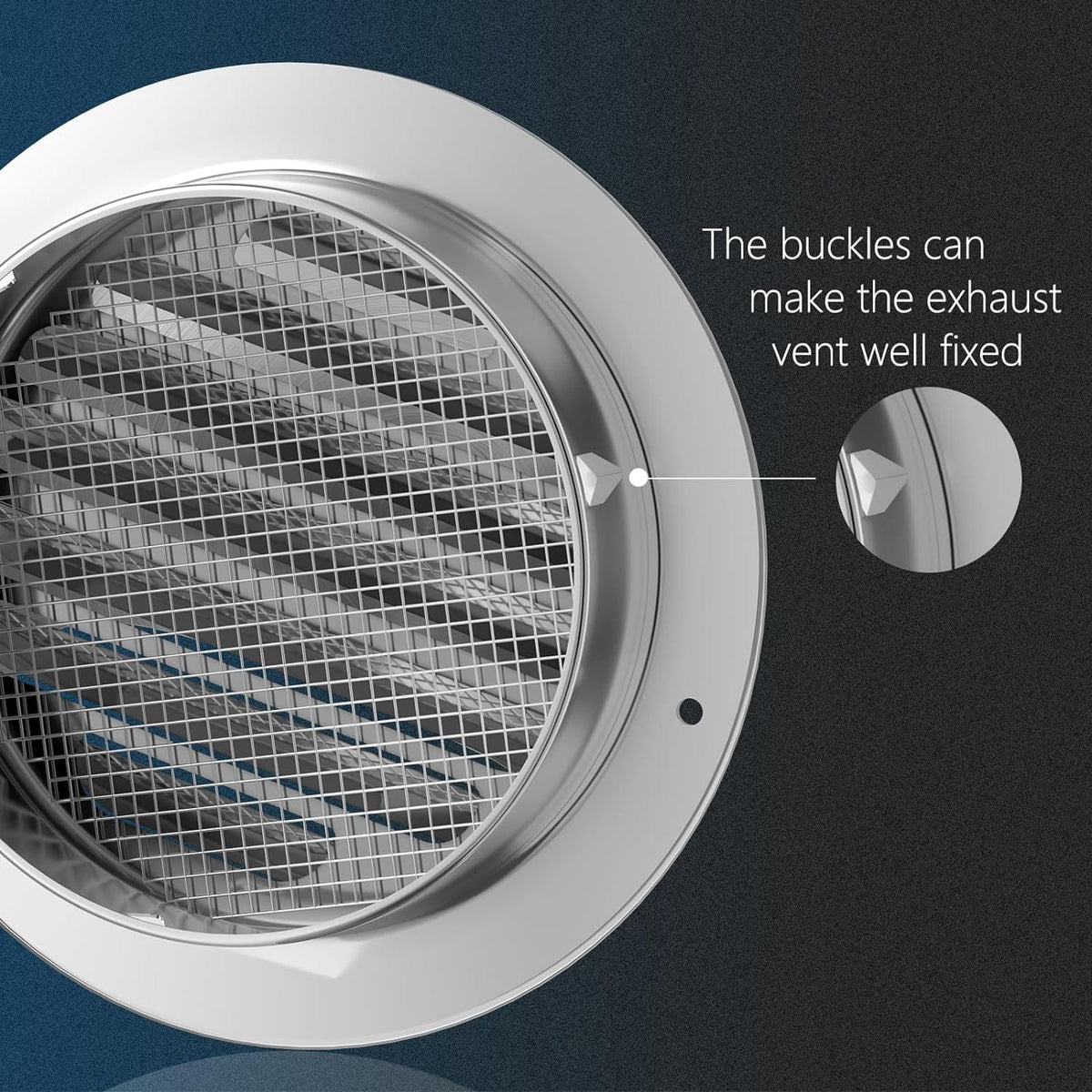 Durable 4-inch stainless steel air vent covers with fine mesh for insect protection and snap-fit design for easy installation.