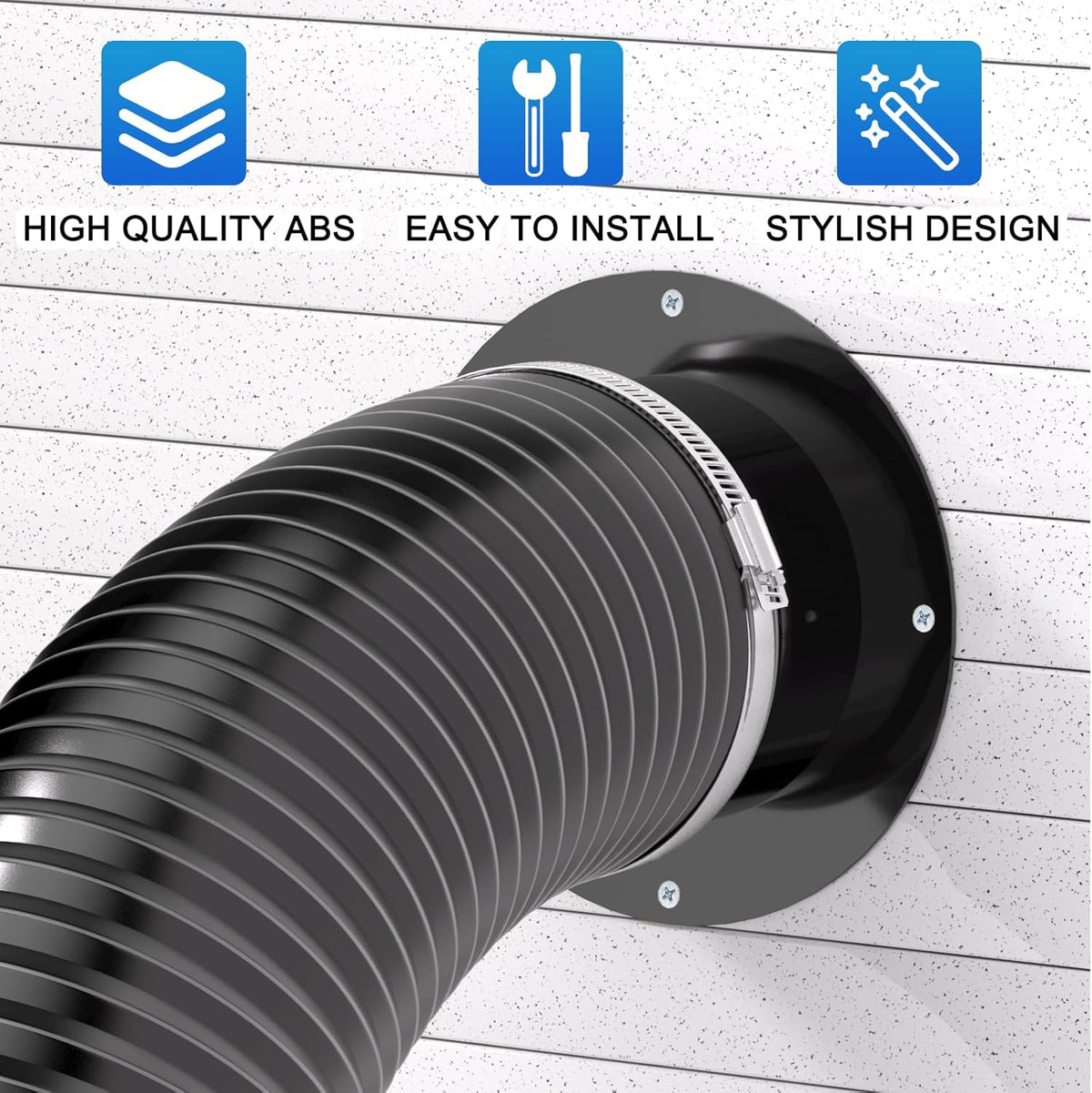 6 inch duct connector, black plastic, connecting flexible hose for ventilation system