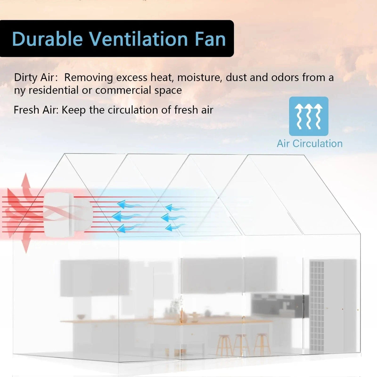 HONGUAN 6 Inch Wall Exhaust Fan installed in a bathroom for silent and efficient air ventilation
