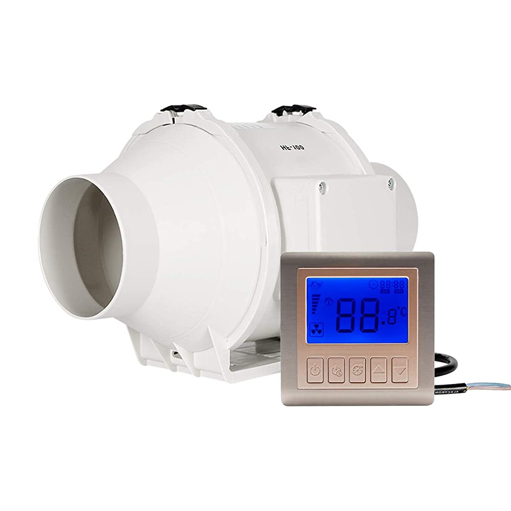 HF-100 inline duct fan with wired smart controller