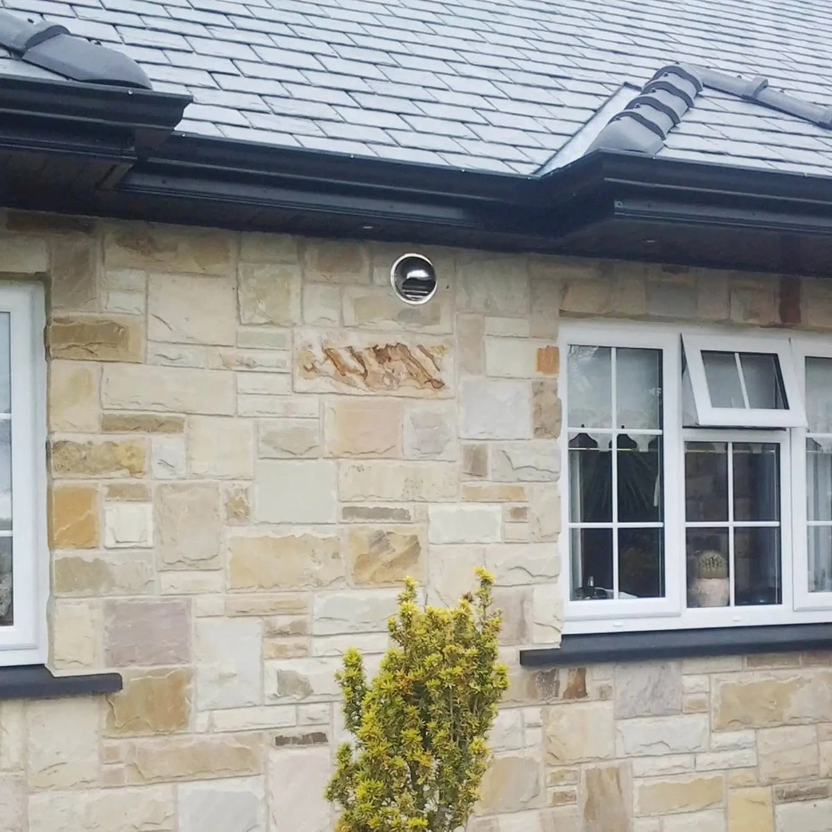 201 Stainless Steel Air Vent Cap Installed on Exterior Wall – Durable Weatherproof Vent Cover for Home Ventilation Systems