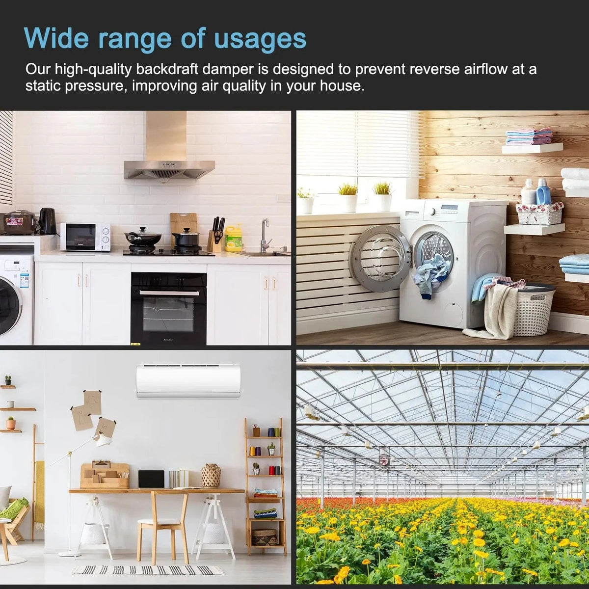 Wide range of usages: Our high-quality backdraft damper is designed to prevent reverse airflow at a static pressure,improving air quality in your house.
