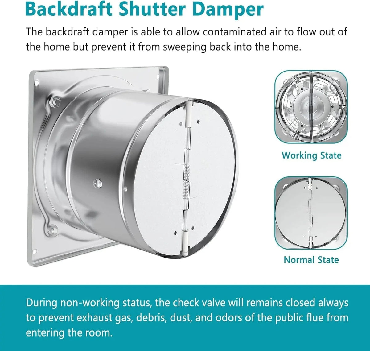 Detachable backdraft damper of HONGUAN exhaust fan protecting your space from damage during ventilation.
