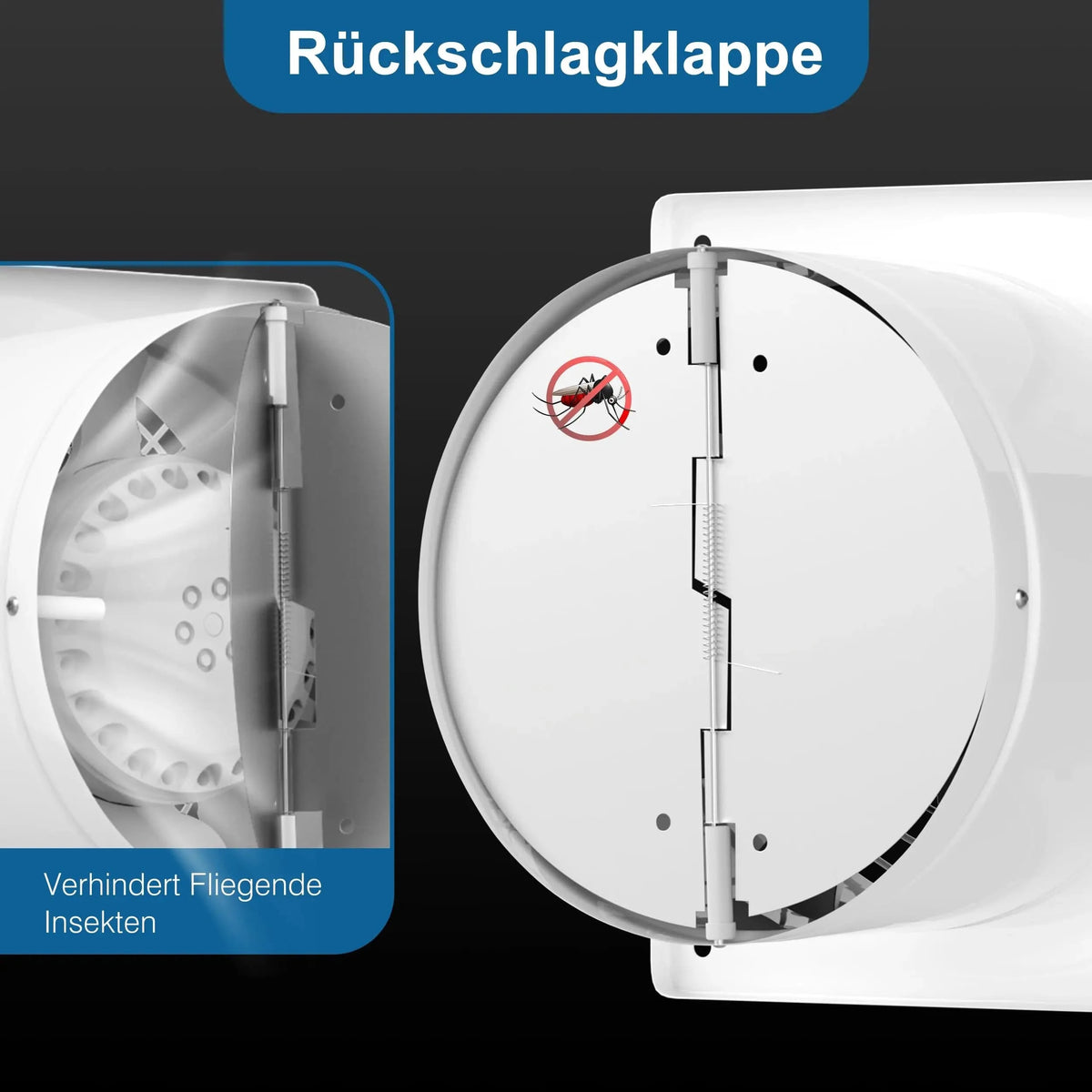 150mm Exhaust Fan with Backflow Flap and Insect Protection – Prevents Reverse Airflow and Blocks Insects for Clean Ventilation