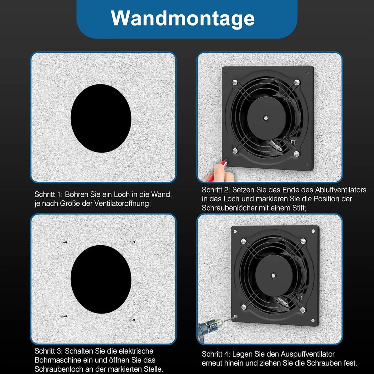 Exhaust Fan Installation Steps – How to Vertically Mount 150mm Extractor Fan with Check Valve and Exhaust Hose Connection