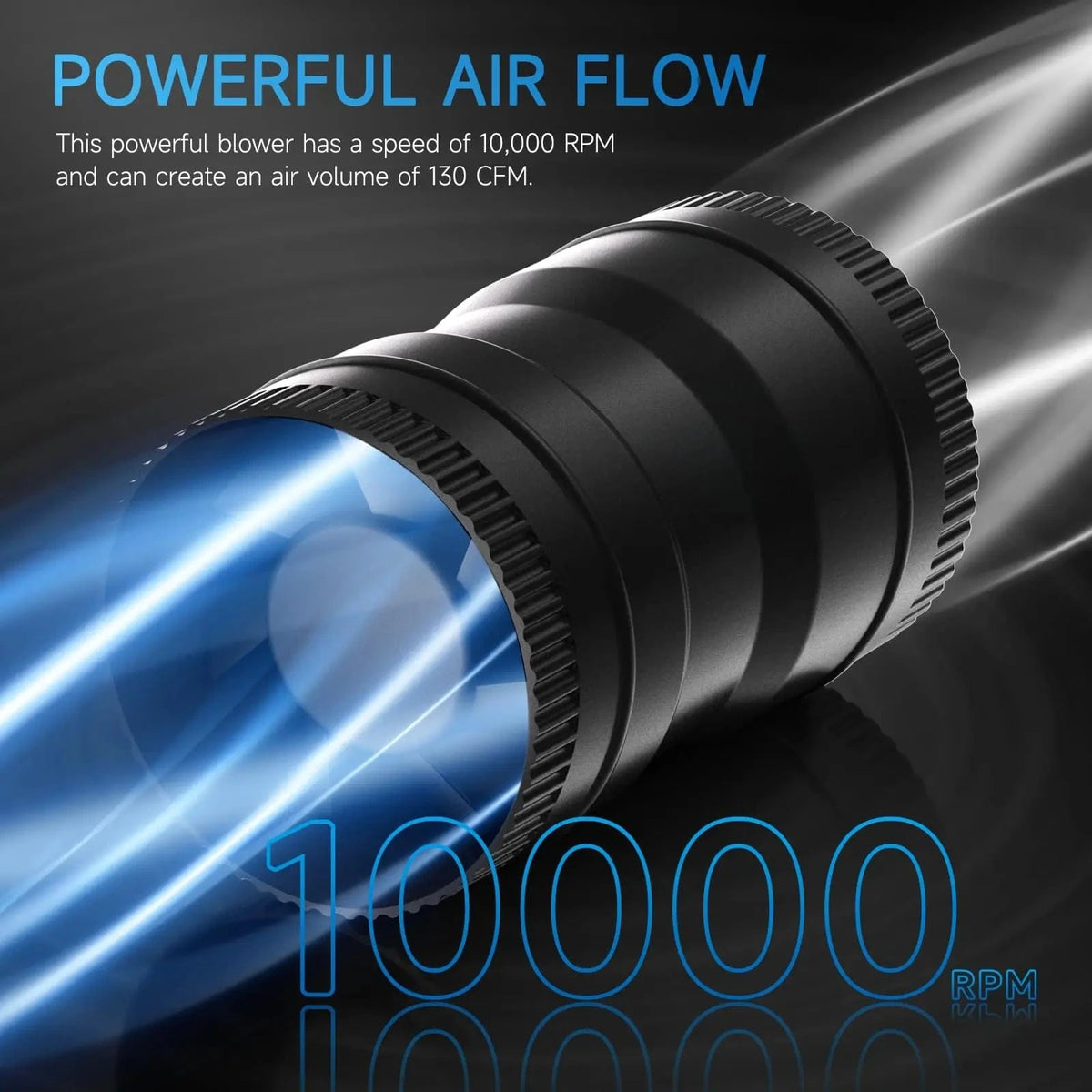 This Hon&Guan powerful blower has a speed of 10,000 RPM and can create an air volume of 130 CFM