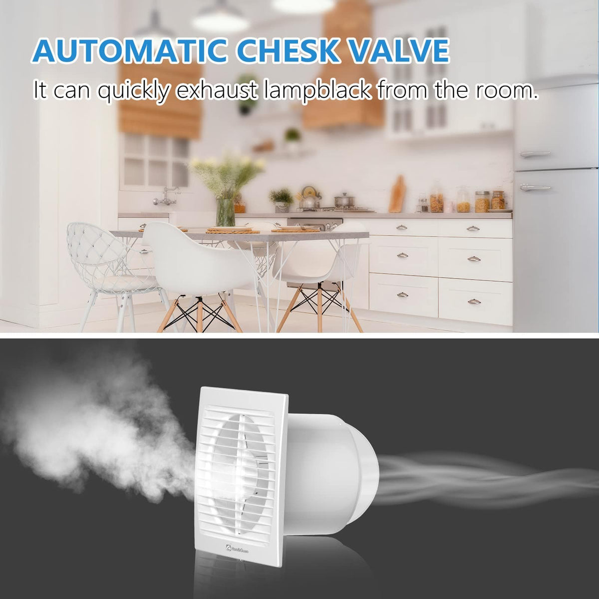 Bathroom Exhaust Fan Installed in Dining Room for Quiet and Efficient Ventilation of Cooking Odors and Moisture