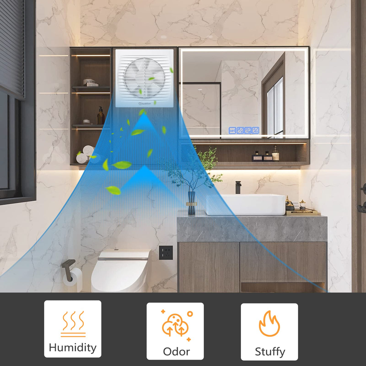 "Bathroom Exhaust Fan Controlling Humidity – Quiet Ventilation Solution for Steam and Moisture Removal in Bathrooms