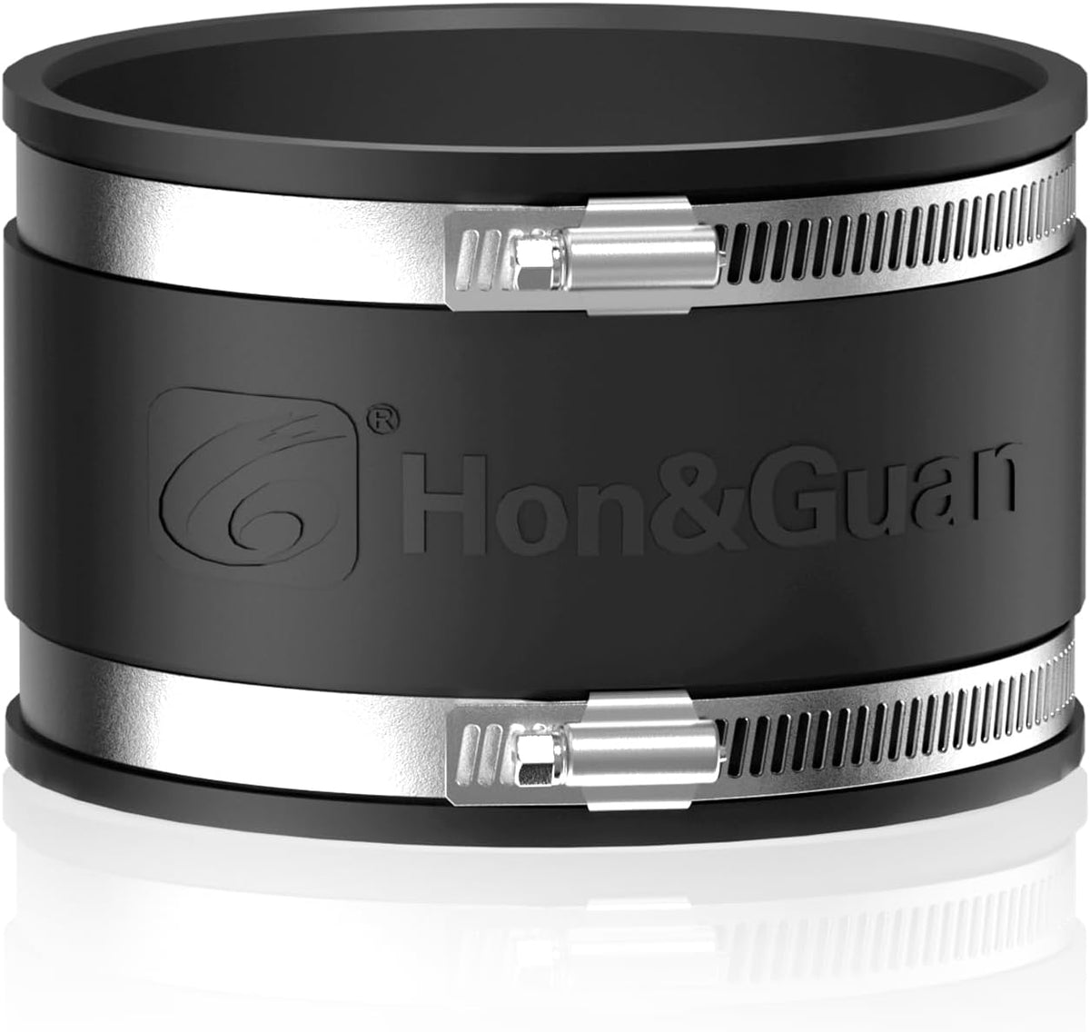 HONGUAN 8-inch dust collection fitting with noise reduction clamp for PVC pipes and HVAC ventilation systems.