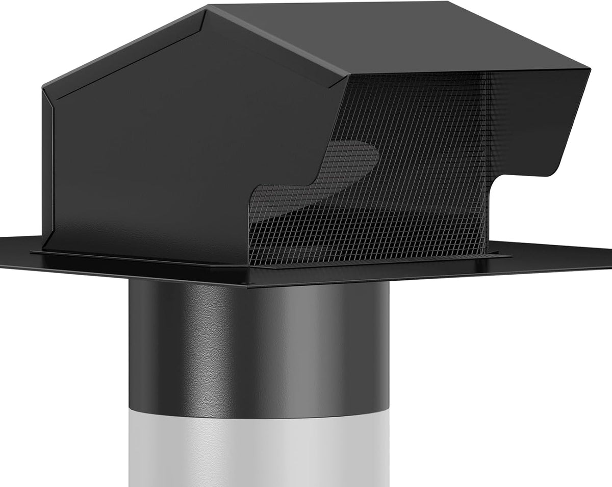 HONGUAN 6-Inch Galvanized Steel Roof Vent Cap with Damper and Mesh