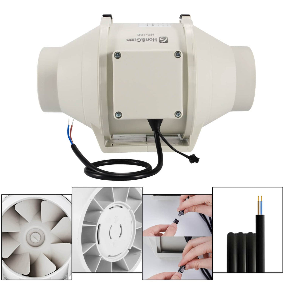 4 Inch Inline Duct Fan Wired Smart Controller 141 CFM